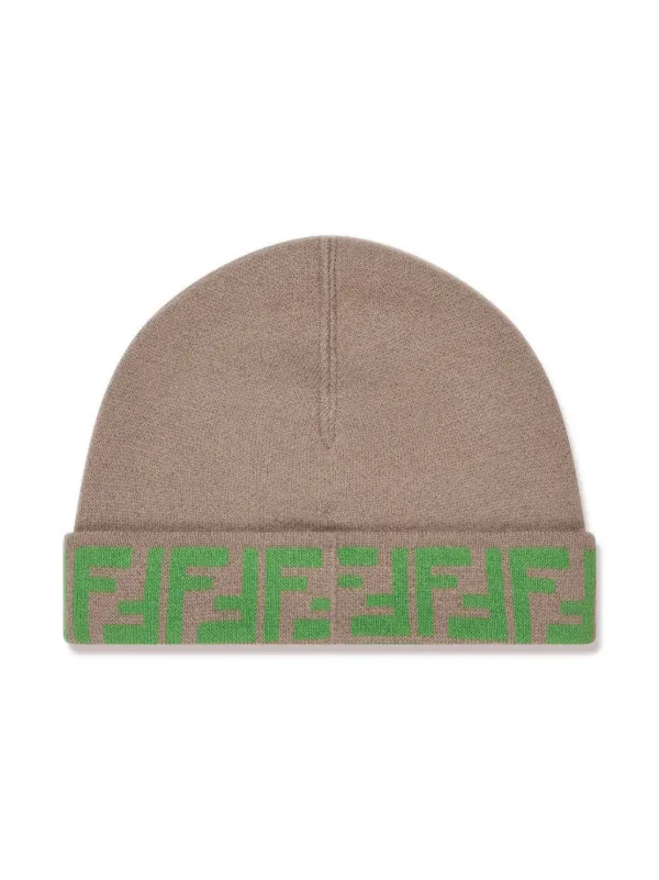 Fendi Kids Zucca-monogram Knitted Beanie | Neutrals | FARFETCH display picture 3