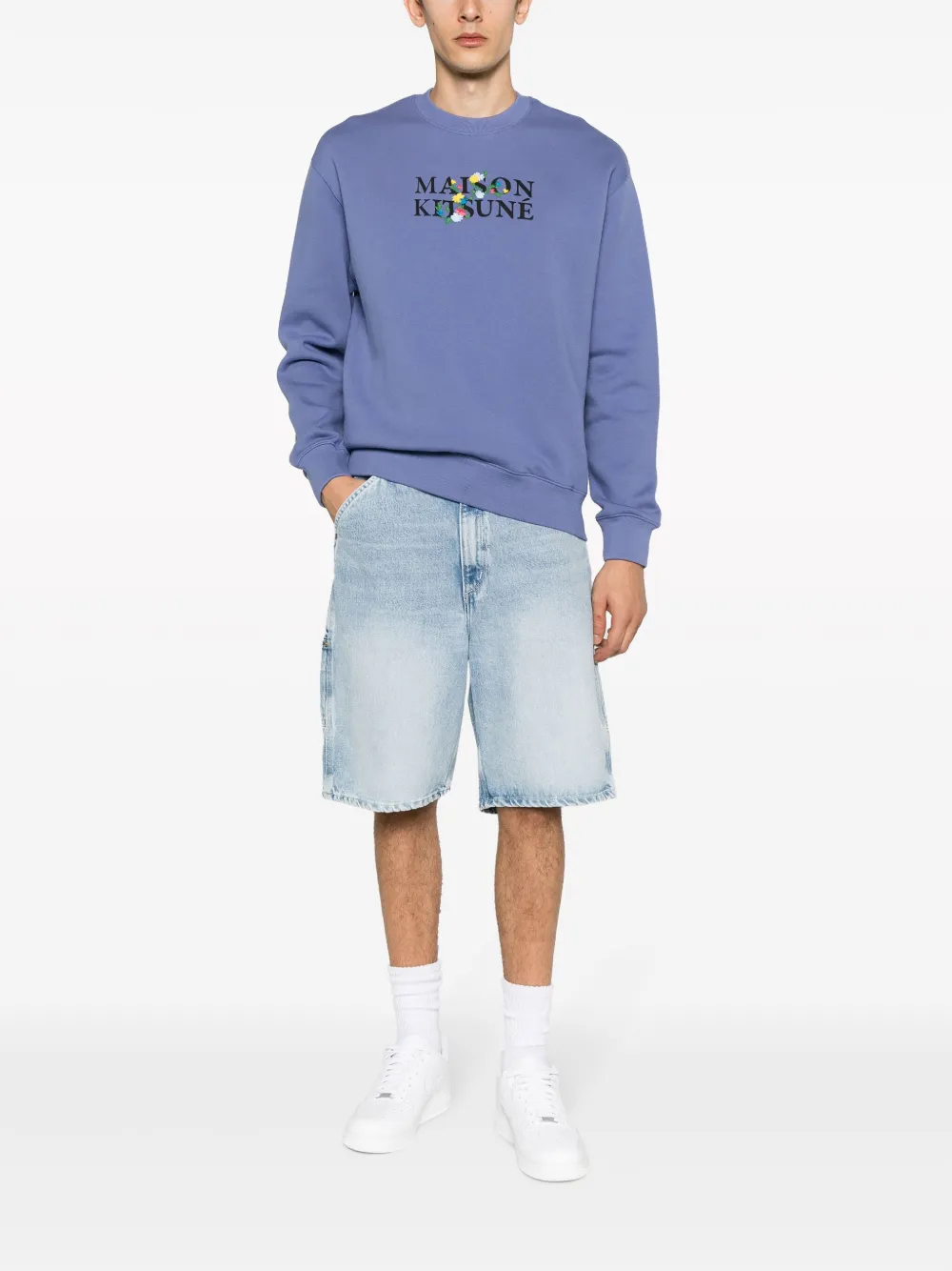 Maison Kitsuné Sweater met logoprint - Paars