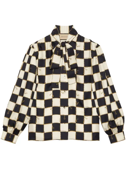 Gucci checkerboard silk shirt