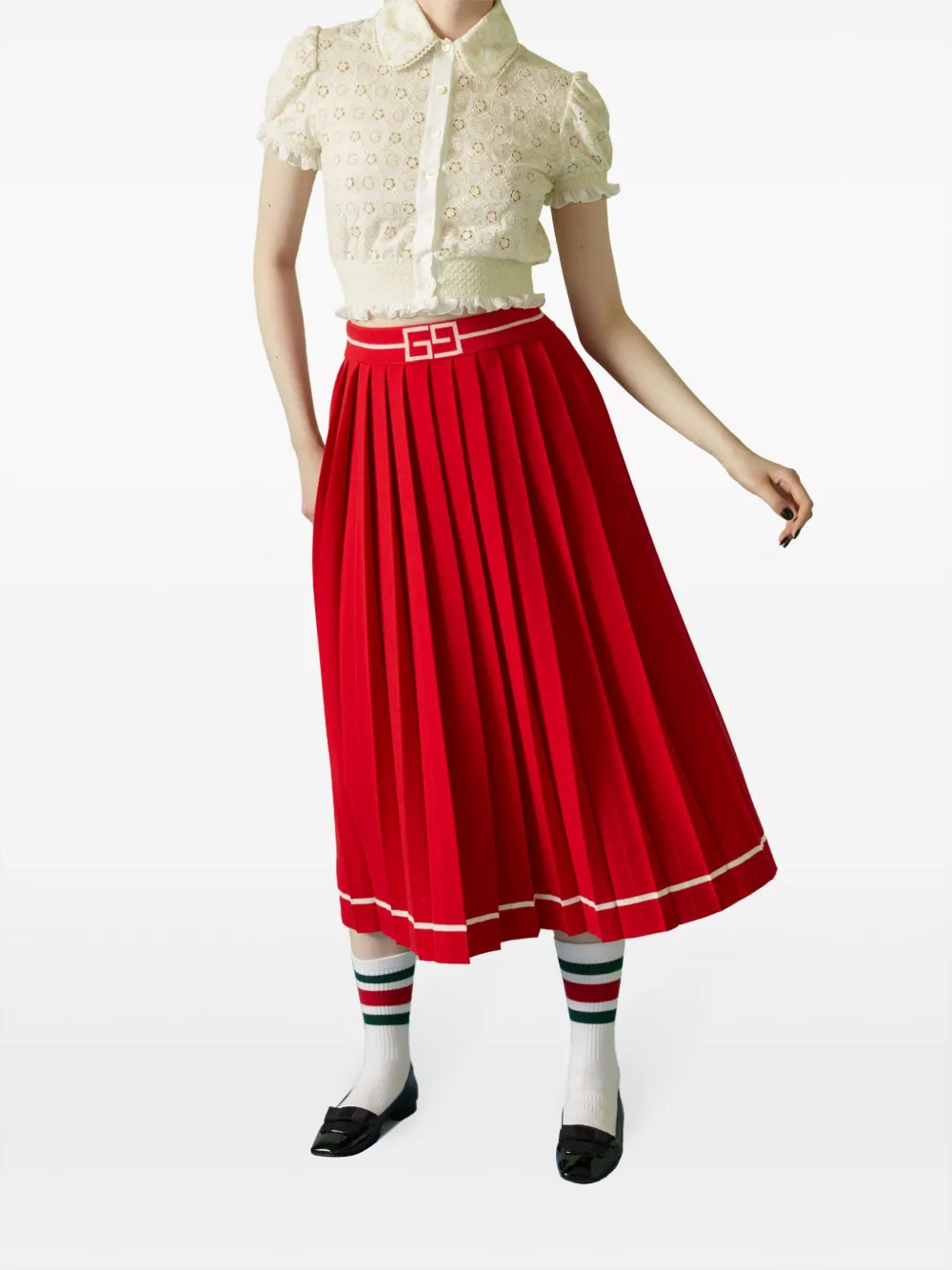 Gucci Ultra-fine Jacquard Wool Skirt In Red