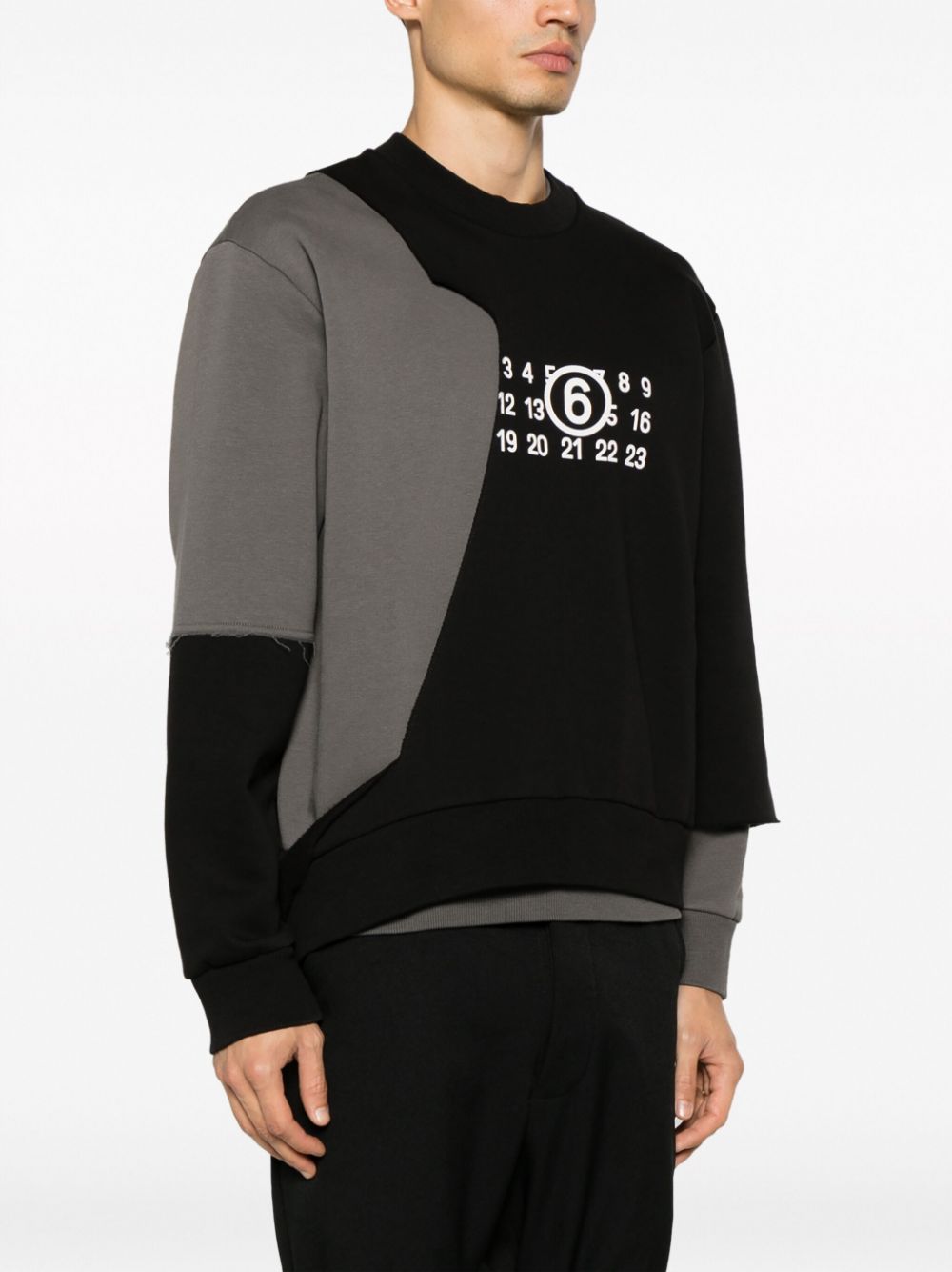 Shop Mm6 Maison Margiela Numbers-print Layered Sweatshirt In Black