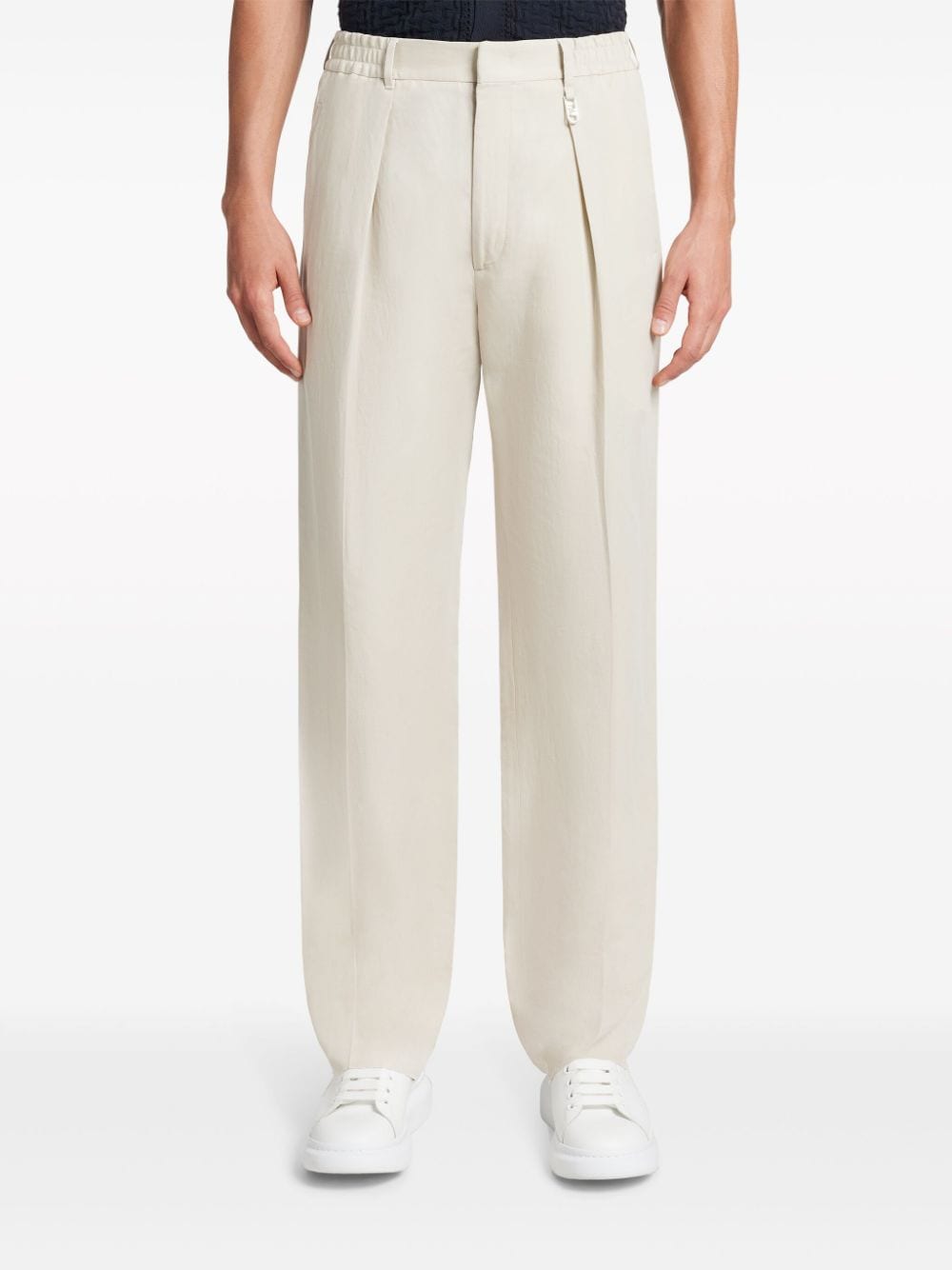 Shop Fendi Pintuck-detail Straight-leg Trousers In Neutrals