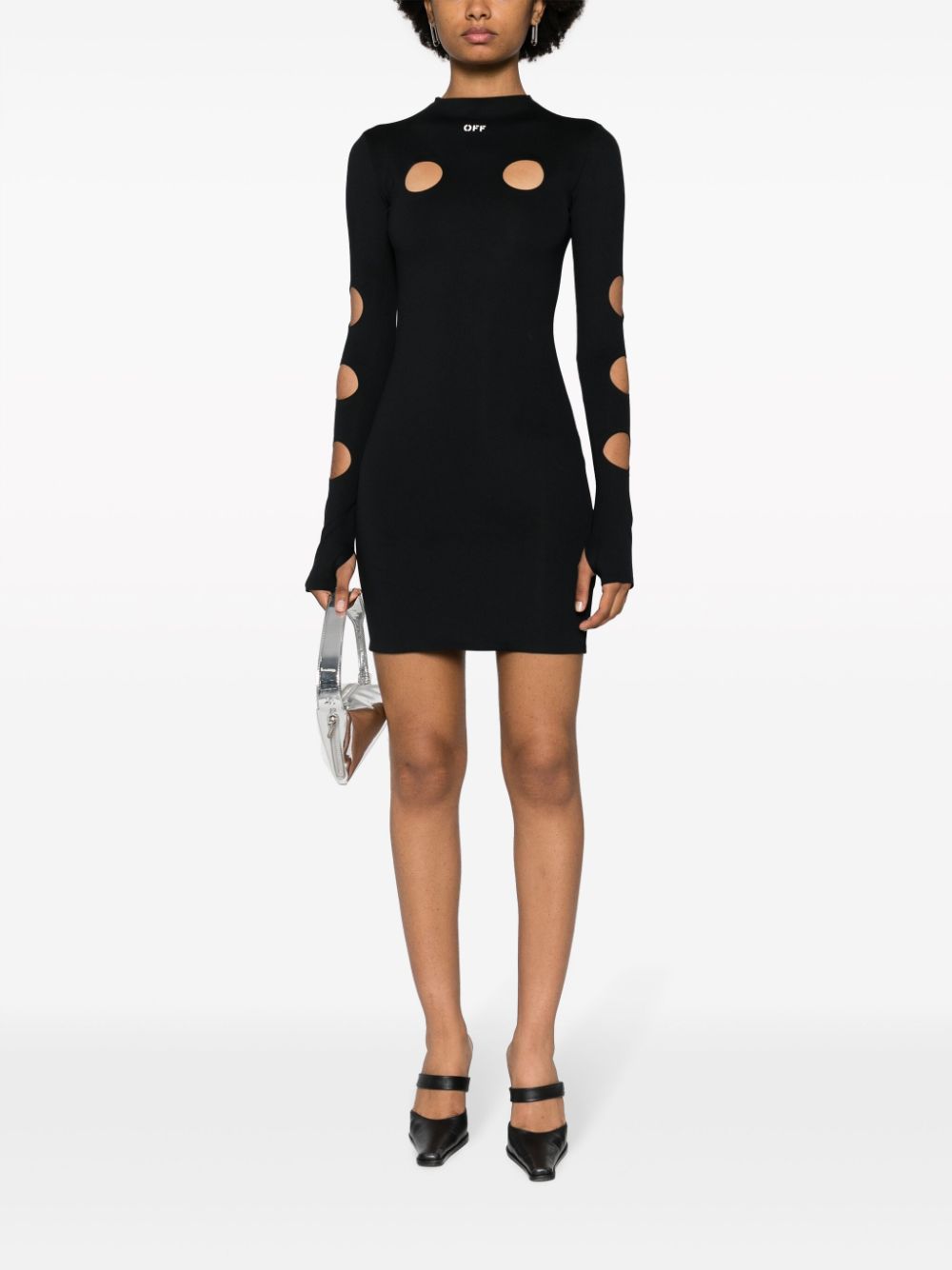 Off-White cut-out long-sleeve minidress - Zwart