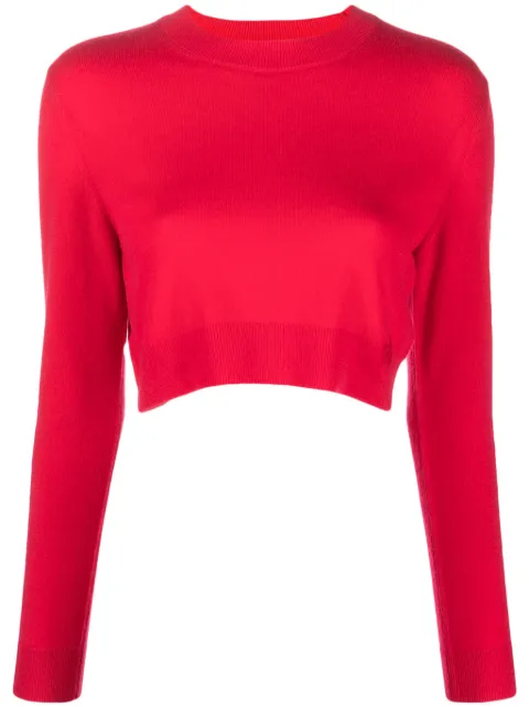 Patou logo-embroidered cropped jumper