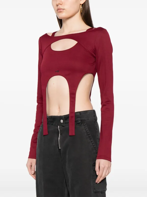 HELIOT EMIL Layered long-sleeved Crop Top | Red | FARFETCH BH