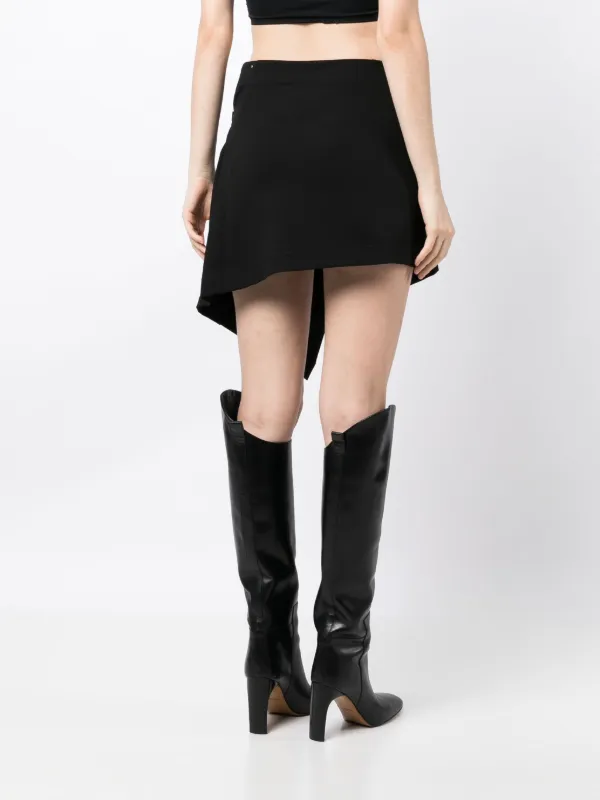 【関税込み】HELIOT EMIL ブラック アシンメトリ ミニスカート HELIOT EMIL Asymmetric Wrap Miniskirt | Black | FARFETCH JO