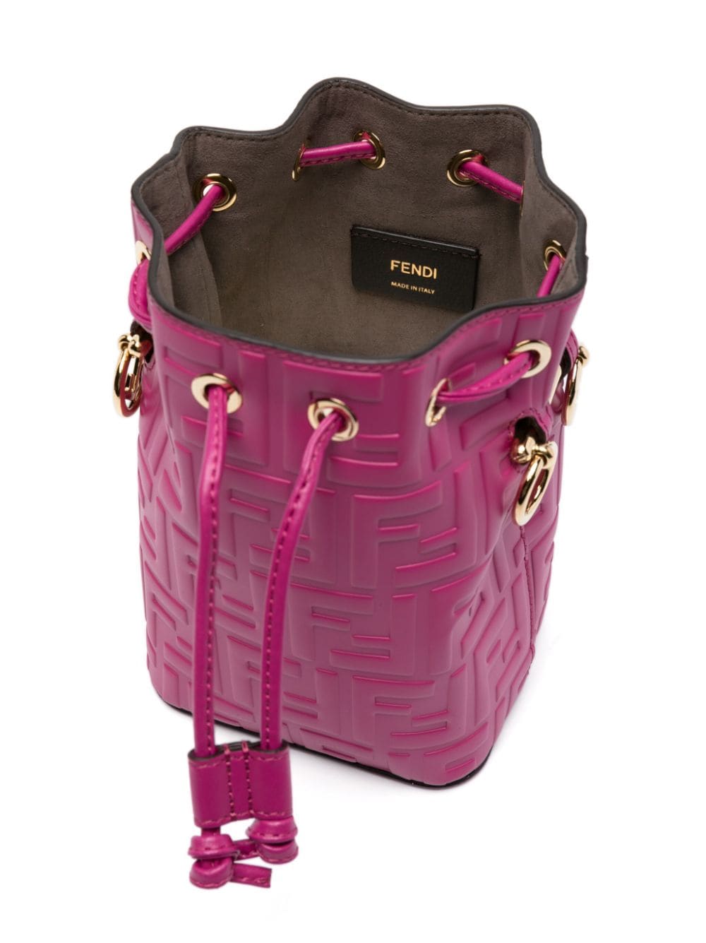 Shop Fendi Mini Mon Tresor Logo-embossed Bucket Bag In Pink