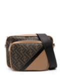 FENDI FF-pattern leather shoulder bag - Brown