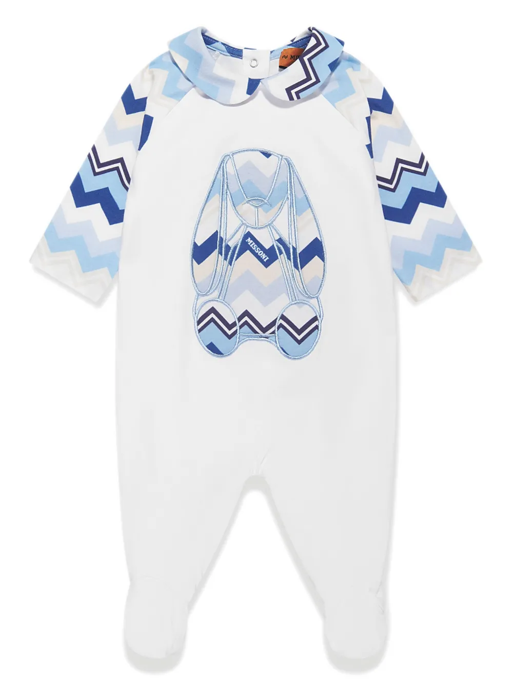 Missoni Kids zigzag-print cotton babygrow set - Wit