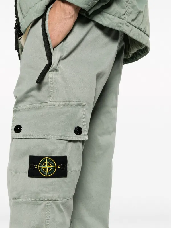 Mens Stone Island green Stretch-Cotton Cargo Trousers