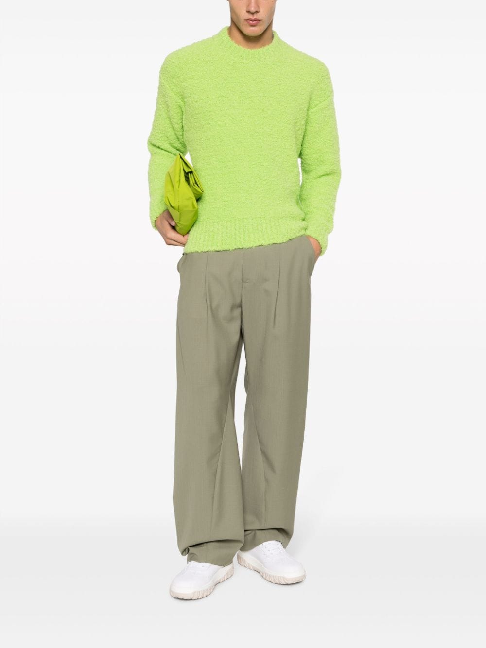 Shop Sunnei Tweed Knitted Jumper In Green
