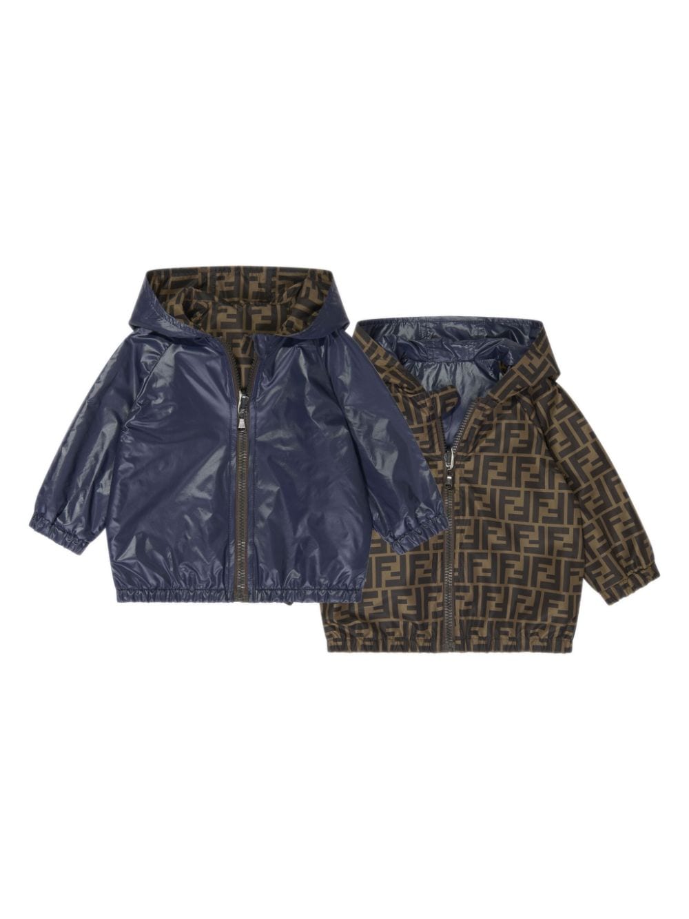 Shop Fendi Ff K-way Reversible Raincoat In Blue