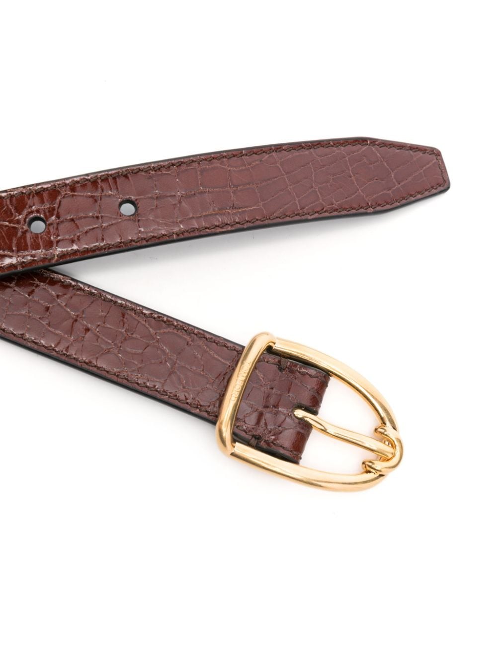 Shop Tom Ford Crocodile-effect Leather Belt In Brown