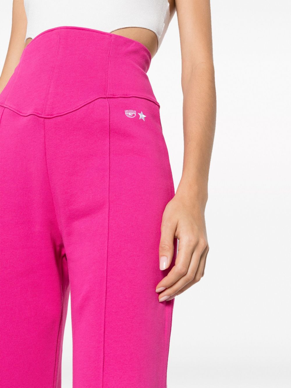 Shop Chiara Ferragni High-waisted Flared Trousers In Pink
