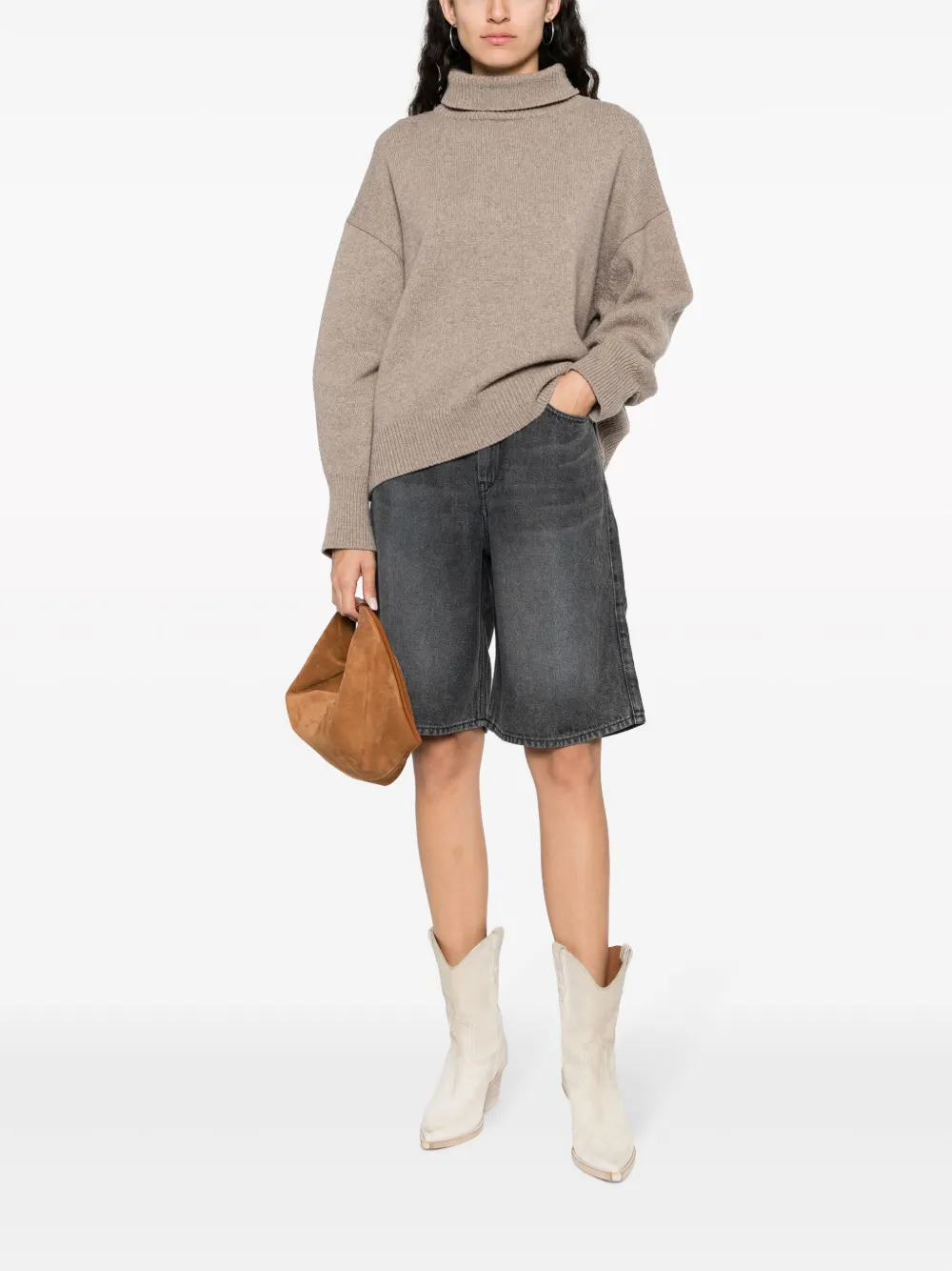 MARANT ÉTOILE high-rise denim bermuda shorts - Grijs