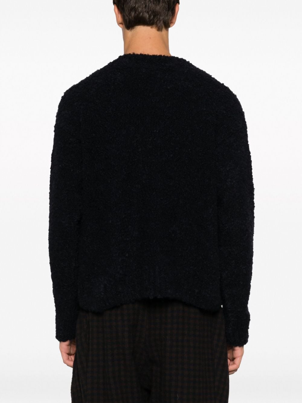 Shop Sunnei Crew-neck Chunky-knit Jumper In Blue