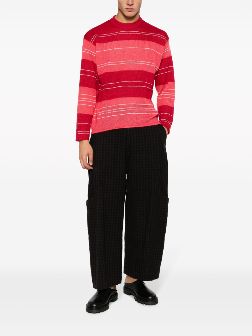 Shop Sunnei Striped Patterned Intarsia-knit Jumper In Red