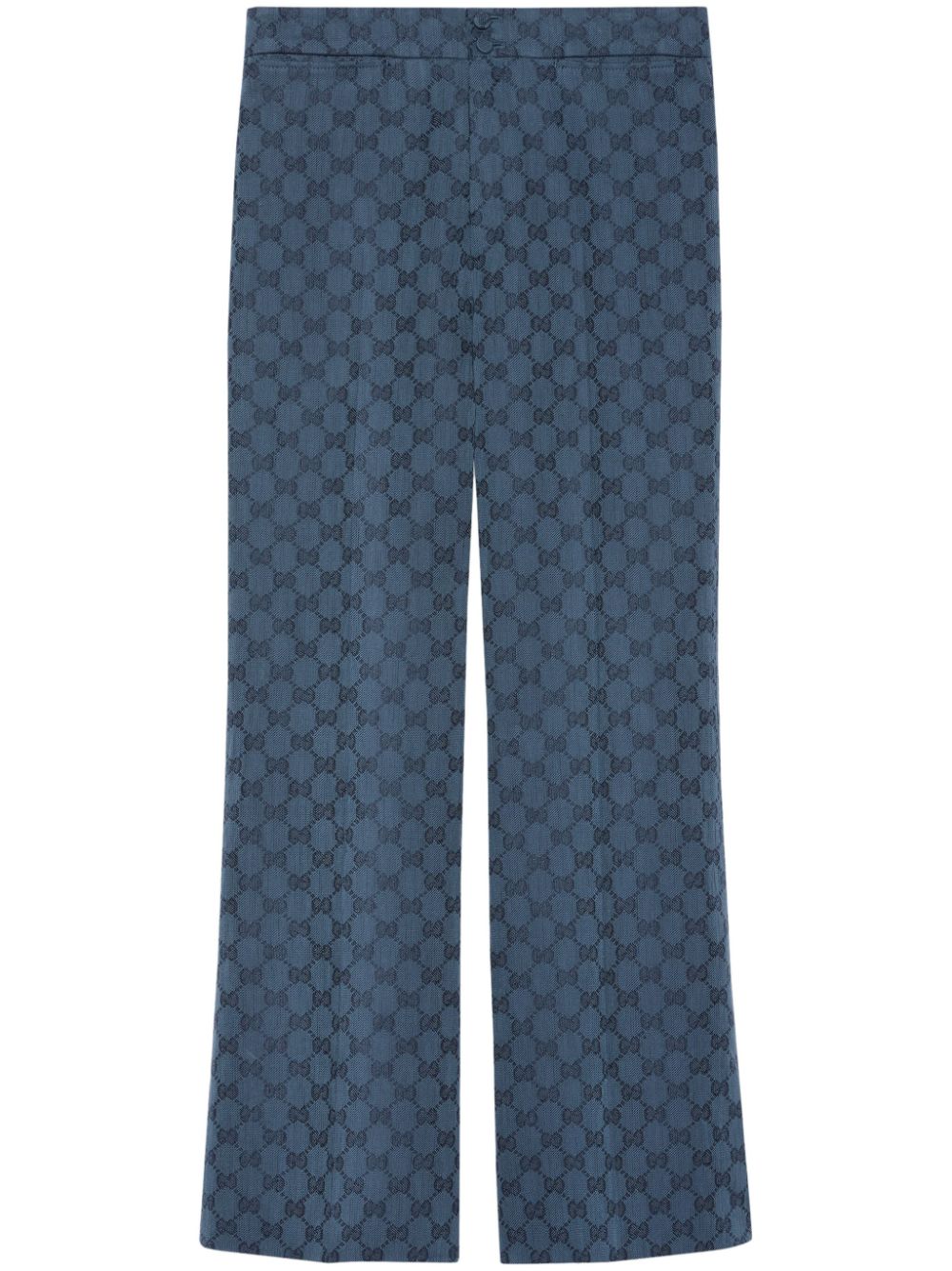 Gucci Gg Jacquard Flared Trousers In Blau