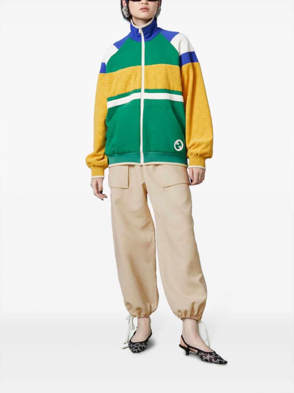 Gucci colour-block high-neck jacket - Groen