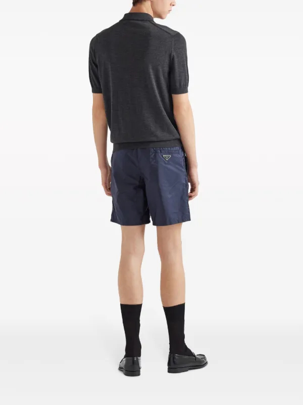 Prada logo-plaque Swim Shorts | Blue | FARFETCH UK