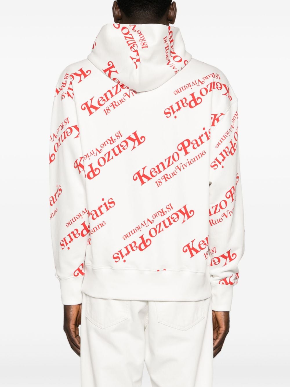 Shop Kenzo X Verdy Monogram-pattern Hoodie In White