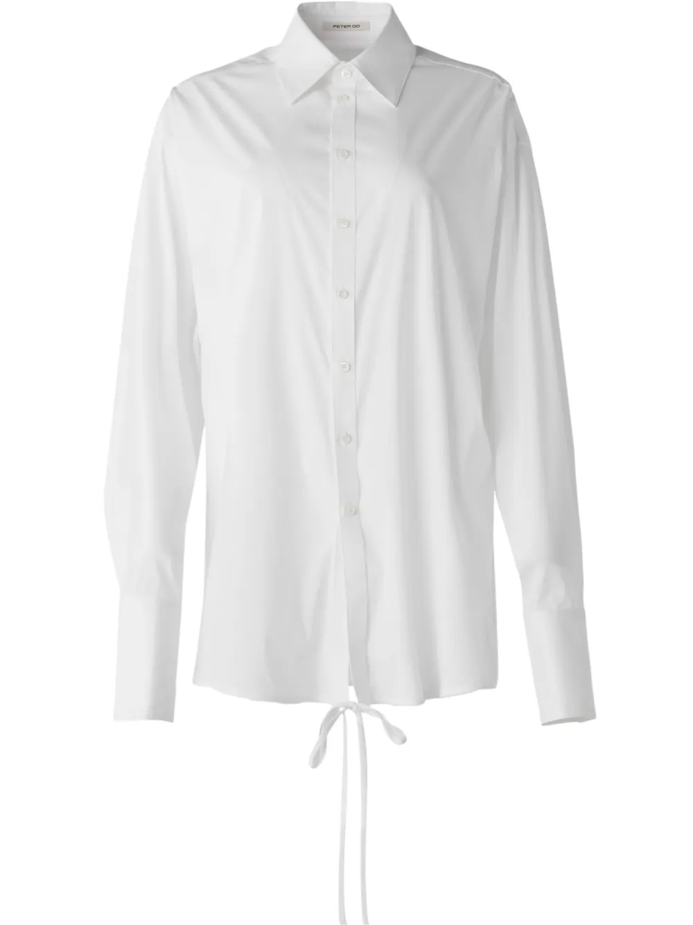 Peter Do Straight-point Collar Cotton Blend Shirt In White