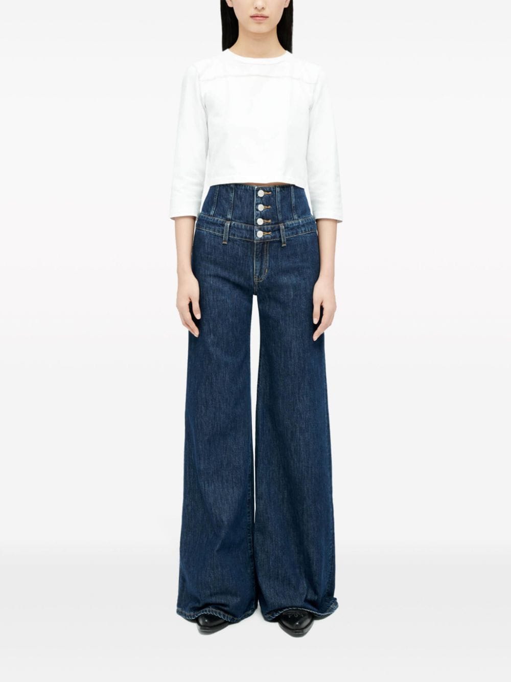RE/DONE corset-waist wide-leg jeans - Blauw