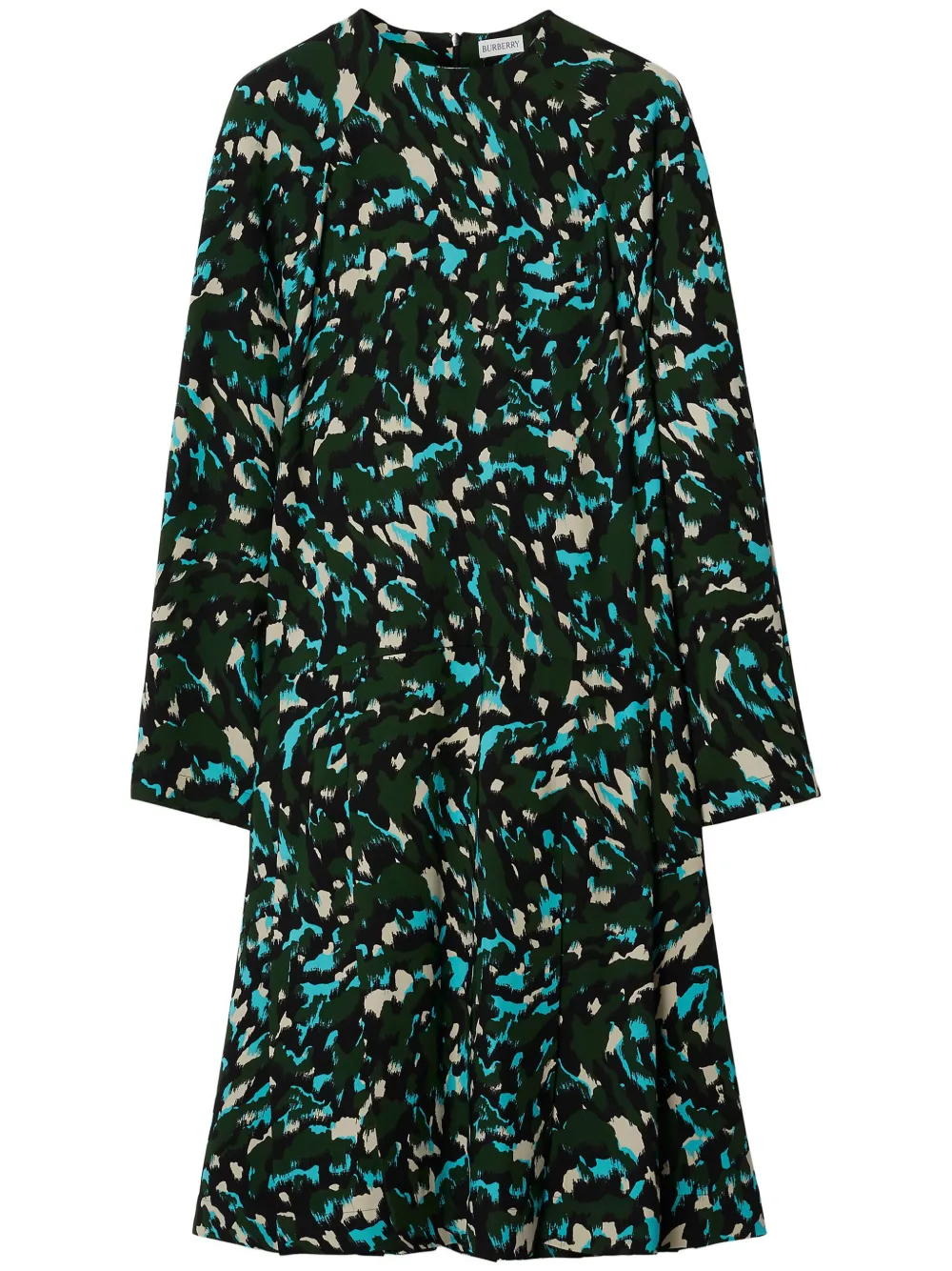 Burberry Camoulage-print Long-sleeve Dress In Grün