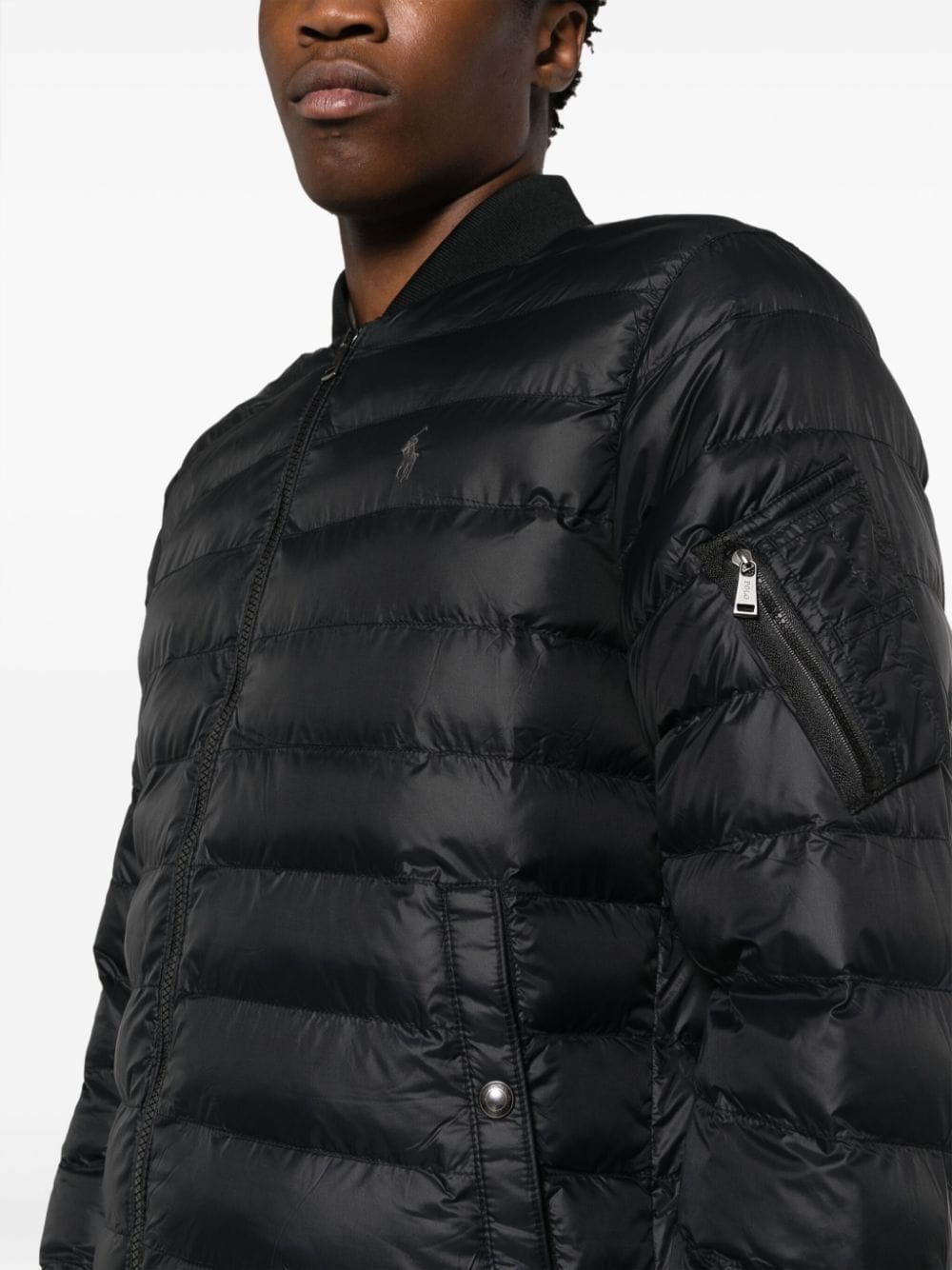 Shop Polo Ralph Lauren Polo Pony Padded Jacket In Black