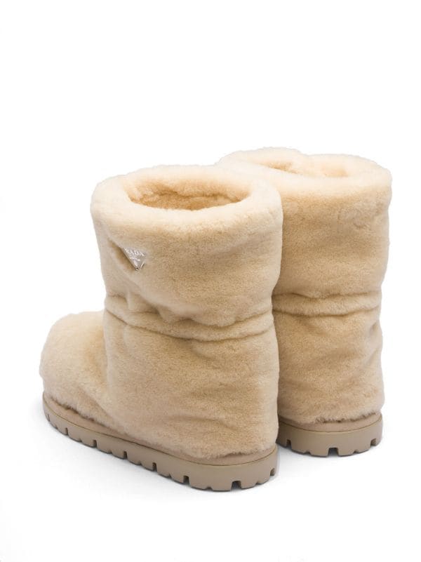 Prada triangle-logo Shearling Boots - Farfetch