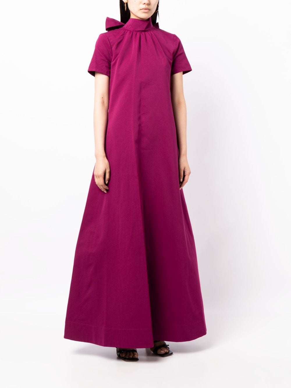 Shop Staud Llana Bow-detail Maxi Dress In Purple