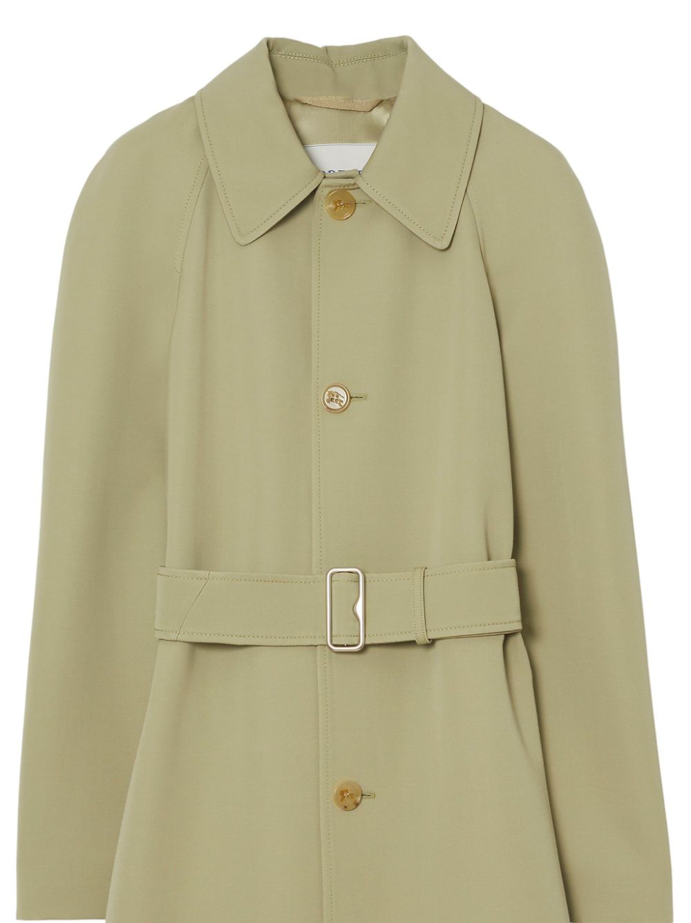 Shop Burberry Belted Wool Trench Coat In Green