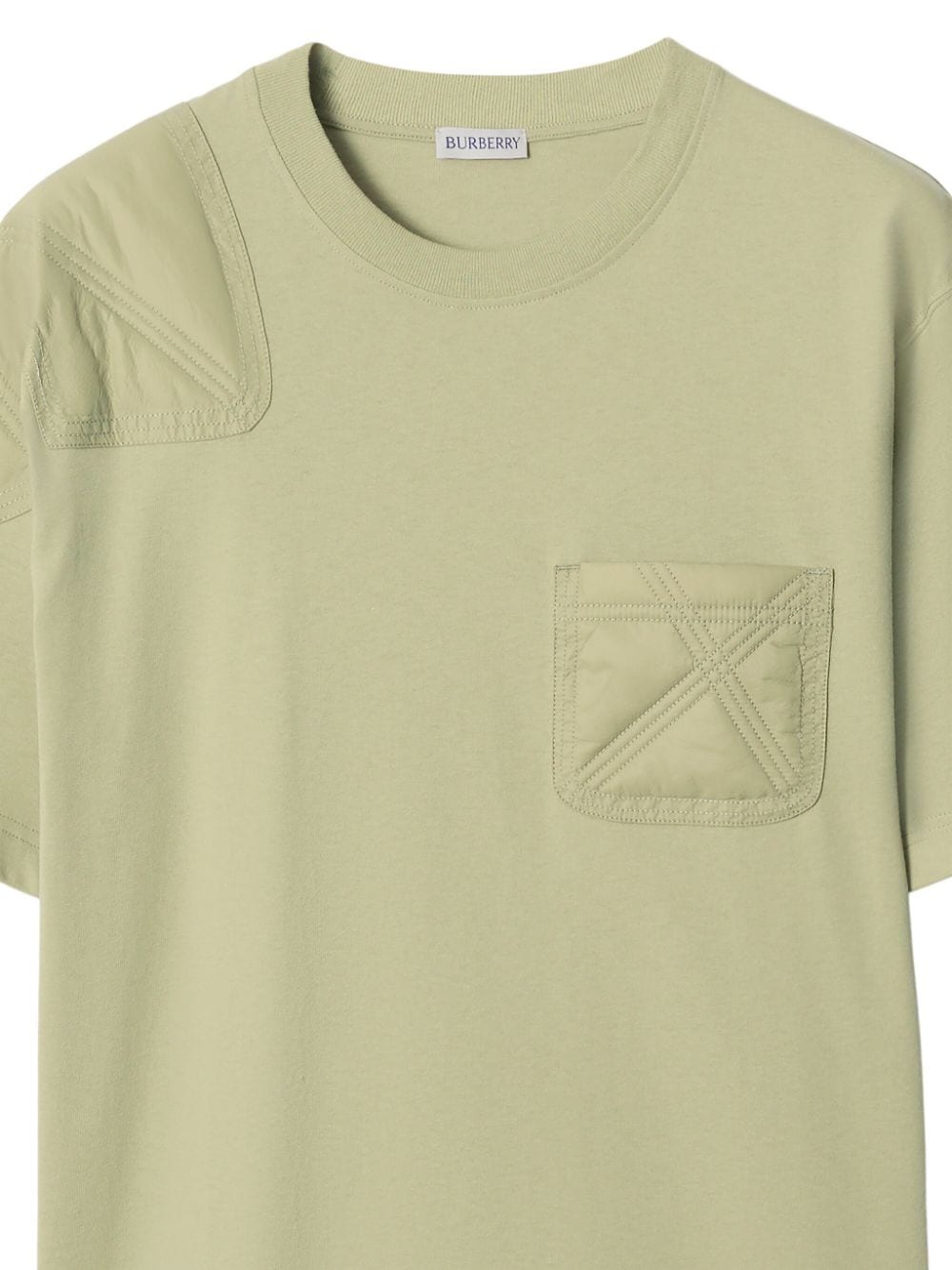 Shop Burberry Panelled Jersey T-shirt In Green