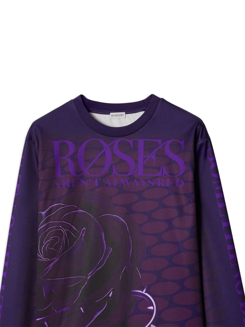 Shop Burberry Rose-print Long-sleeve Jumper In Purple