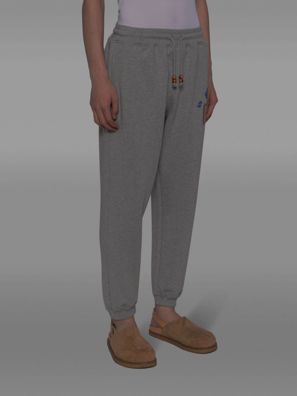 Shop Adish Alkhws Logo-print Cotton Track Pants In Grey