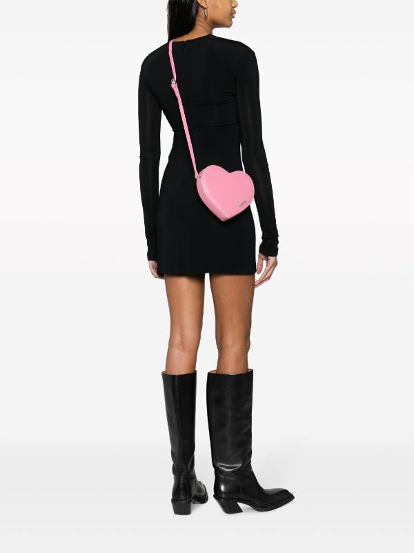 Ambush Flat Heart Leather Crossbody Bag - Pink