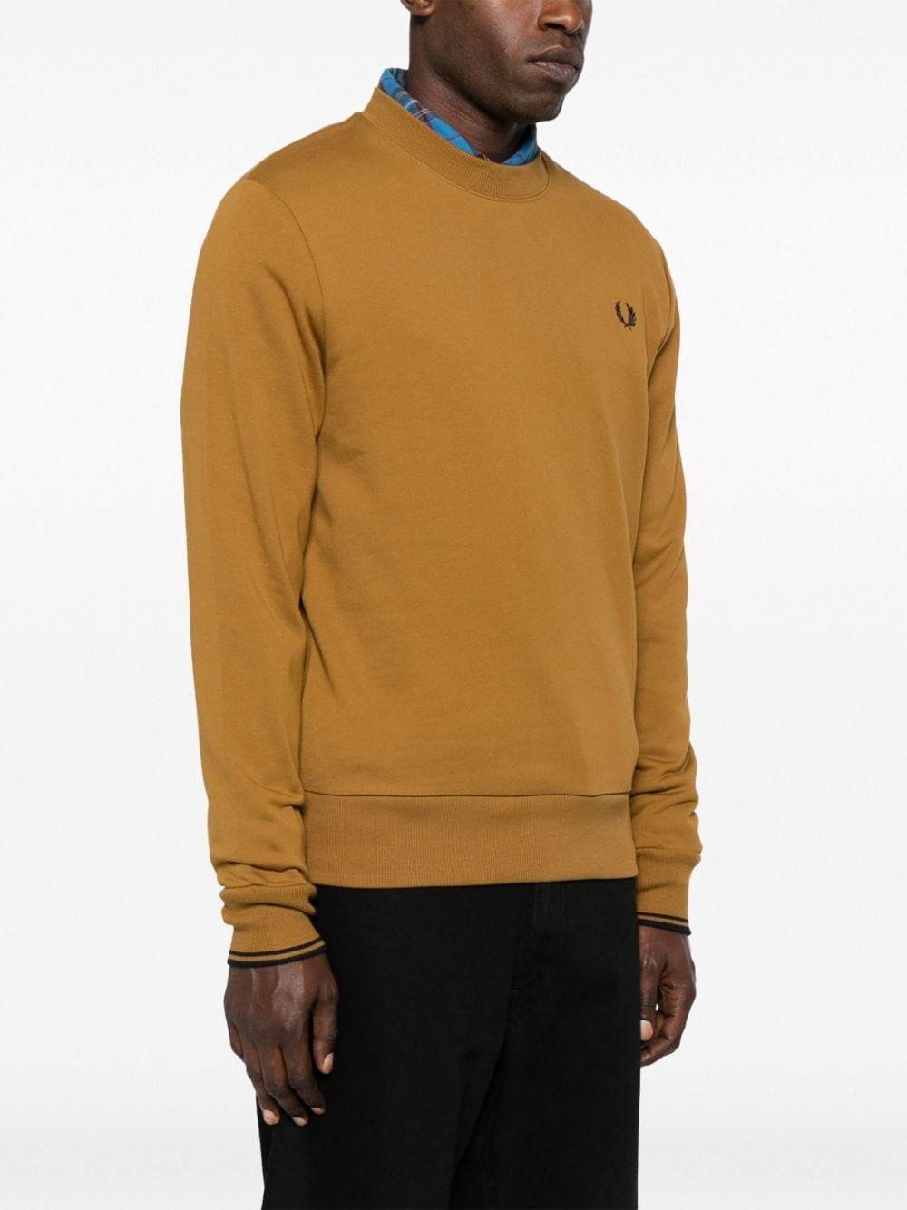 Shop Fred Perry Logo-embroidered Sweatshirt In Brown