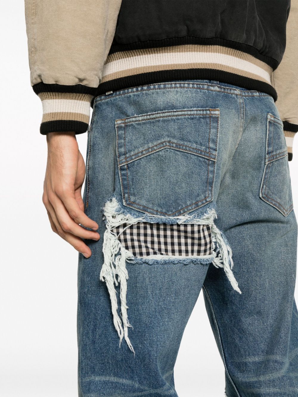 Shop Rhude Boxer Distressed Straight-leg Jeans In Blue