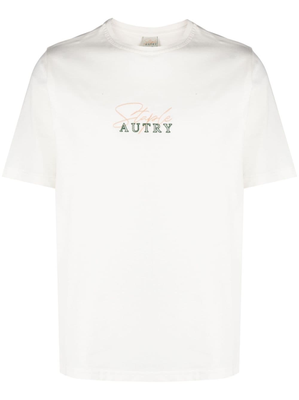 autry t-shirt en coton à logo brodé - blanc