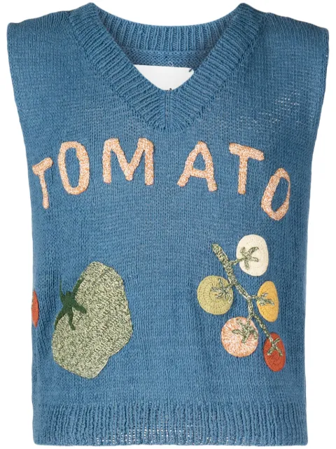 STORY mfg. chaleco tejido con detalles de crochet