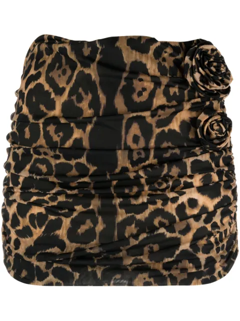 Blumarine leopard-print gathered miniskirt