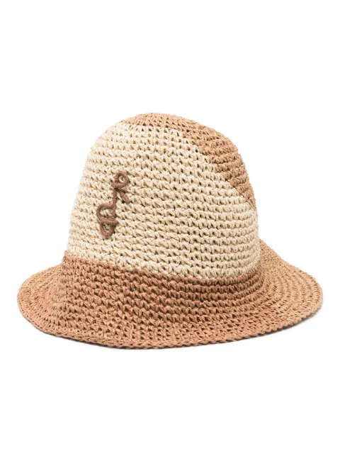 Ruslan Baginskiy monogram-appliqué straw bucket hat