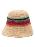 Ruslan Baginskiy striped straw bucket hat - Brown