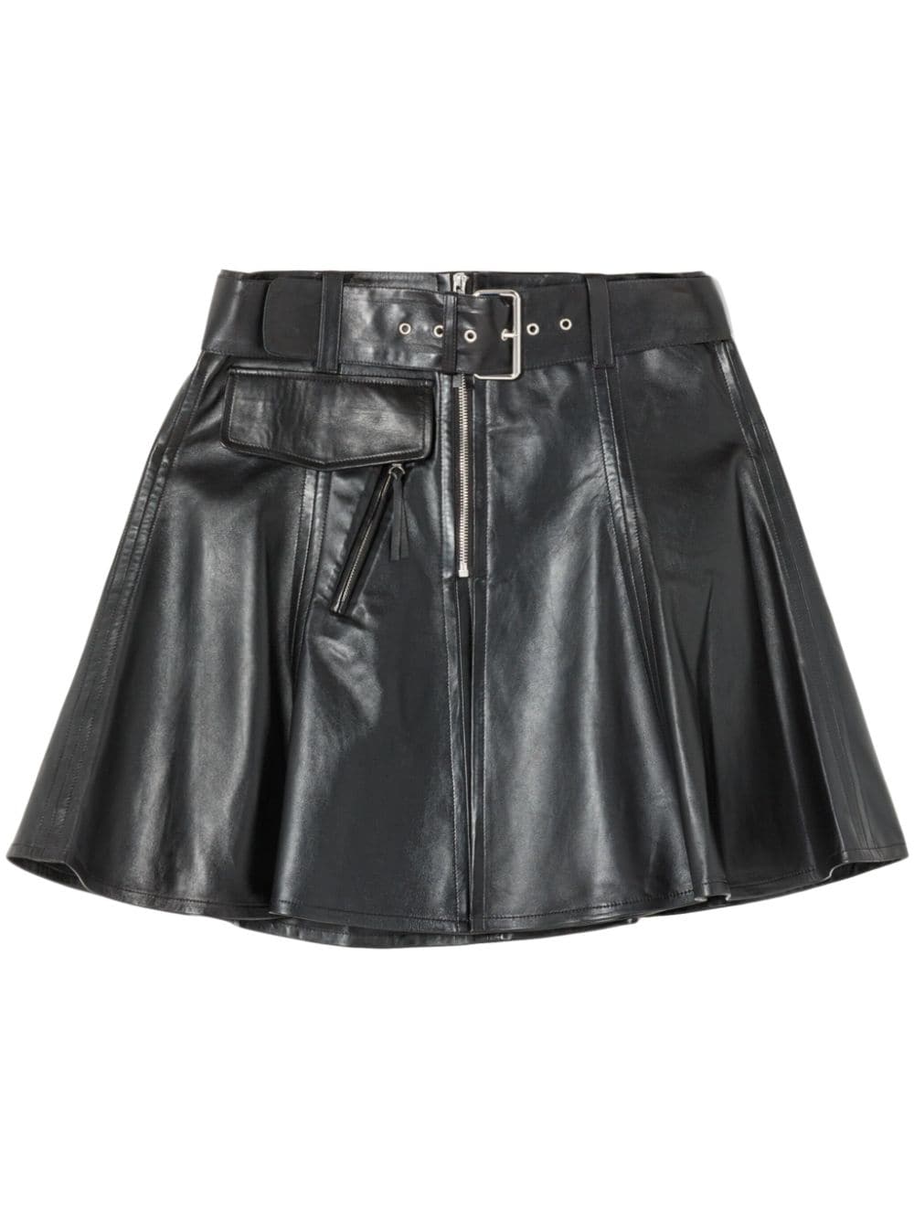 Shop Re/done Moto Leather Skirt In Black