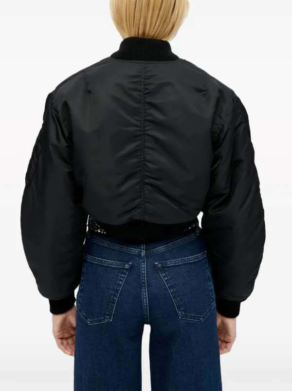 Red cropped bomber jacket sale