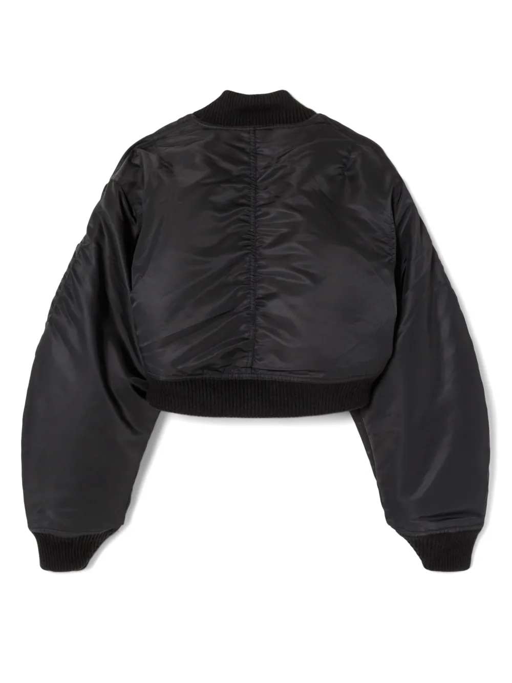 Re/done Cropped Shell Bomber Jacket In Black