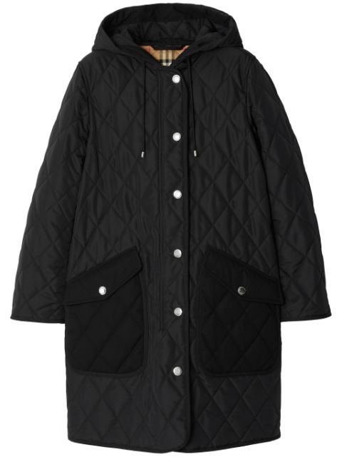 Affordable Burberry diamond-quilted hooded coat Women