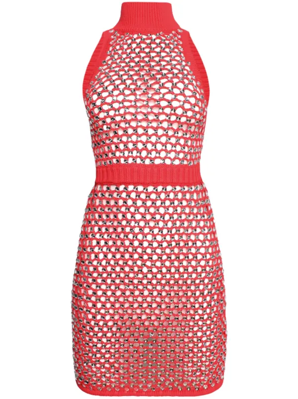 Diotima Sly Open-knit Minidress in Red