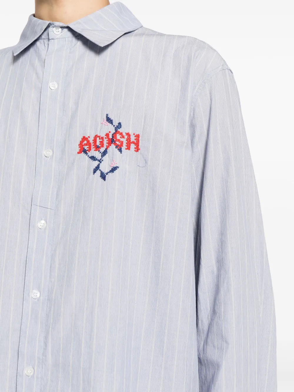 Adish Nafnuf Logo-embroidered Striped Shirt In Blau