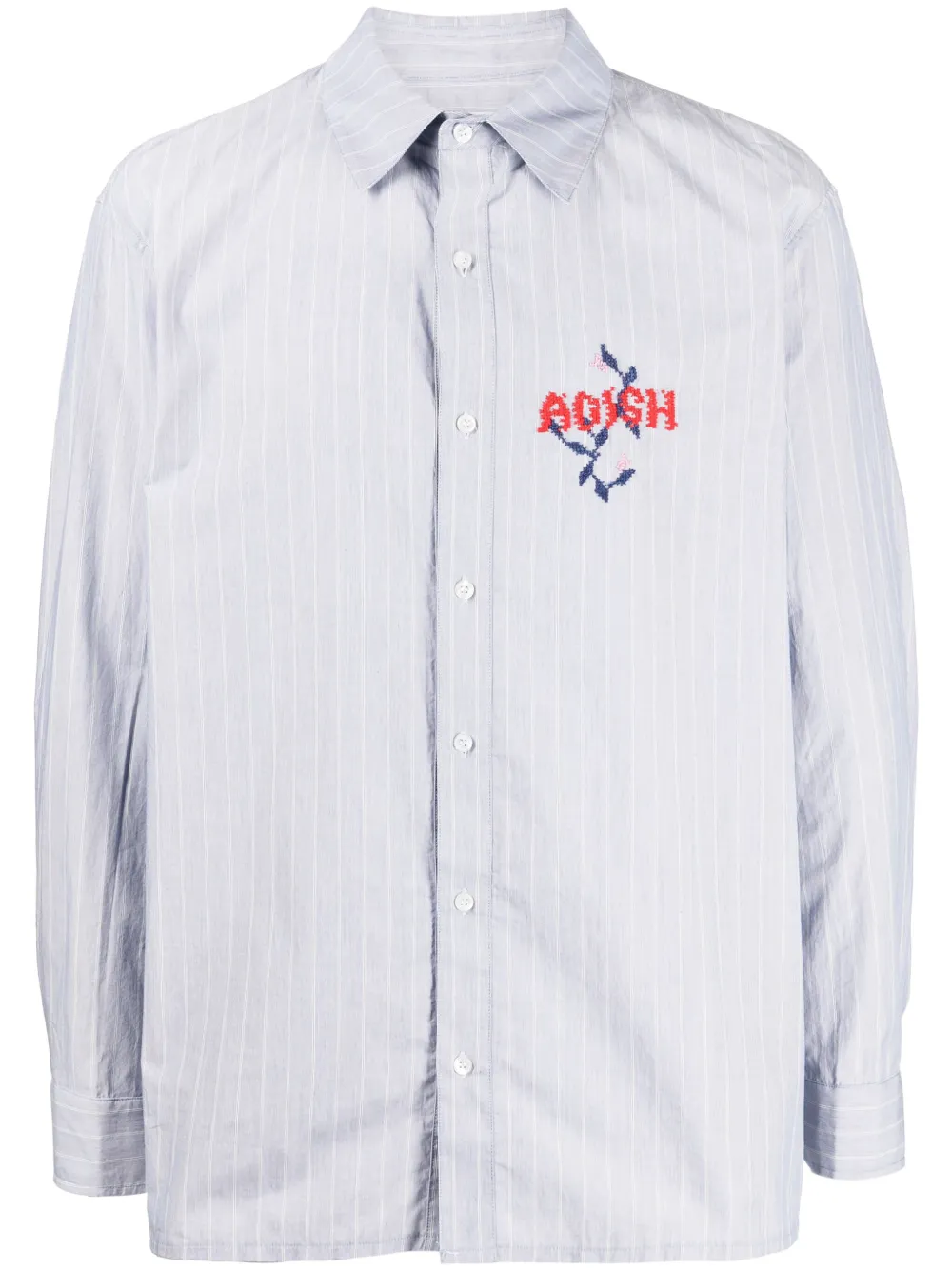 Adish Nafnuf Logo-embroidered Striped Shirt In Blau